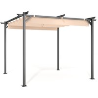 Product photograph of 3x3m Outdoor Retractable Pergola With Canopy Patio Metal Shelter For Garden Gazebo Beige from RattanTree