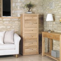 Product photograph of Mobel Oak 6 Drawer Tallboy from Choice Furniture Superstore