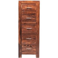 Product photograph of Cube Sheesham 5 Drawer Narrow Chest from Choice Furniture Superstore