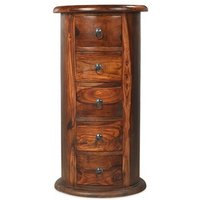 Product photograph of Indian Sheesham 5 Drawer Drum Chest from Choice Furniture Superstore