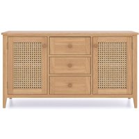 Product photograph of Henley Oak And Rattan Large Sideboard 130cm W With 2 Doors And 3 Drawers from Choice Furniture Superstore