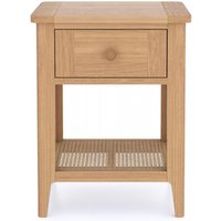 Product photograph of Henley Oak And Rattan 1 Drawer Side Table from Choice Furniture Superstore