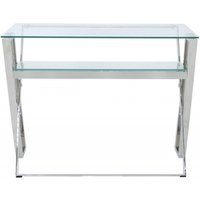 Product photograph of Dylan Cross Frame Desk - Glass And Chrome from Choice Furniture Superstore