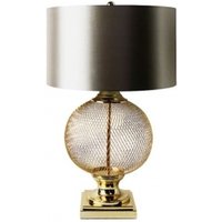 Product photograph of Gold Wire Mesh Table Lamp With Champaign Shades from Choice Furniture Superstore