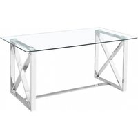 Product photograph of Zenith Glass And Chrome Dining Table from Choice Furniture Superstore