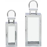 Product photograph of Value Set Of 2 Stainless Steel Lanterns With Beaten Nickel Set Of 2 from Choice Furniture Superstore
