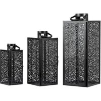 Product photograph of Esme Contemporary Black Steel 3 Lanterns Set Of 2 from Choice Furniture Superstore