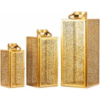 Product photograph of Esme Contemporary Gold Steel 3 Lanterns Set Of 2 from Choice Furniture Superstore