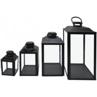 Product photograph of Black Steel Set Of 4 Lanterns from Choice Furniture Superstore