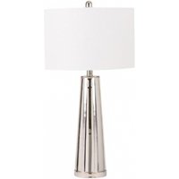 Product photograph of Silver Glass Table Lamp With White Linen Shade Set Of 2 from Choice Furniture Superstore