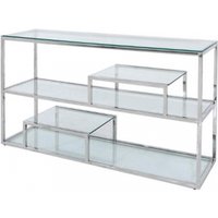 Product photograph of Harry Tier Glass And Chrome Console Table from Choice Furniture Superstore