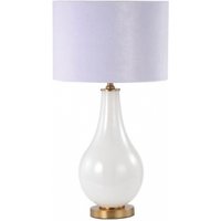Product photograph of White Pearl Glass Table Lamp With White Velvet Shade from Choice Furniture Superstore