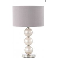 Product photograph of Small Opal Grey Glass Table Lamp With Grey Faux Silk Shade from Choice Furniture Superstore