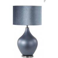 Product photograph of Matte Blue Glass Table Lamp With Blue Velvet Shade from Choice Furniture Superstore
