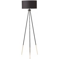 Product photograph of Black And Gold Tripod Floor Lamp With Black Linen Shade from Choice Furniture Superstore