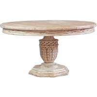 Product photograph of Distressed White Cedar 4 Seater Round Pedestal Dining Table - 145cm from Choice Furniture Superstore