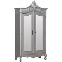 Product photograph of French Style Silver Carved Mirror Armoire Wardrobe - 2 Door from Choice Furniture Superstore