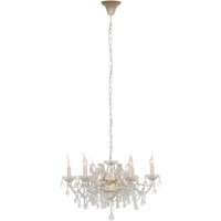 Product photograph of French Style Cream 6 Branch Shallow Cut Glass Chandelier from Choice Furniture Superstore
