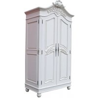 Product photograph of French Style Lomira White Carved Armoire Wardrobe - 2 Door from Choice Furniture Superstore