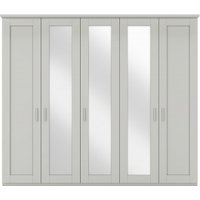 Product photograph of Cambridge Champagne 5 Door Wardrobe With 3 Mirror Front - W 250cm from Choice Furniture Superstore