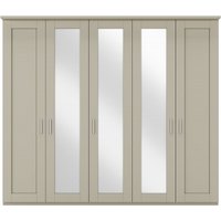 Product photograph of Wiemann Cambridge 5 Door Mirror Wardrobe In Grey from Choice Furniture Superstore