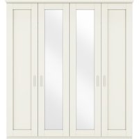 Product photograph of Wiemann Cambridge 4 Door Mirror Wardrobe In White from Choice Furniture Superstore