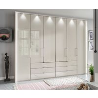 Product photograph of Wiemann Kansas 6 Door Bi-fold Wardrobe In Champagne Glass With 6 Center Drawers from Choice Furniture Superstore