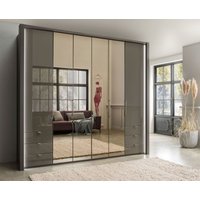 Product photograph of Wiemann Kansas 6 Door Bi-fold Combi Wardrobe In Havana Glass from Choice Furniture Superstore