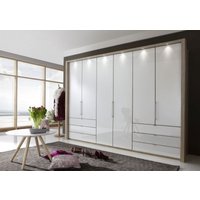 Product photograph of Wiemann Loft 6 Door Bi Fold Wardrobe In Grey Glass And Oak Carcase With 6 Drawers from Choice Furniture Superstore