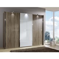 Product photograph of Miami2 3 Door Sliding Wardrobe In Oak And White Glass - W 300cm from Choice Furniture Superstore