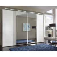 Product photograph of Wiemann Westside 4 Door Mirror Sliding Wardrobe In White Glass from Choice Furniture Superstore