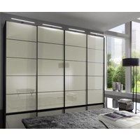 Product photograph of Wiemann Westside 4 Door Sliding Wardrobe In Magnolia Glass And Black Carcase from Choice Furniture Superstore