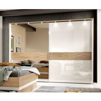 Product photograph of Wiemann Wega 2 Door Mirror Sliding Wardrobe In Oak And Champagne Glass - Lh from Choice Furniture Superstore