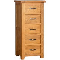 Product photograph of Somer Oak 5 Drawer Narrow Chest from Choice Furniture Superstore