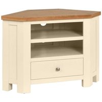 Product photograph of Lundy Ivory Painted 90cm Corner Tv Unit from Choice Furniture Superstore