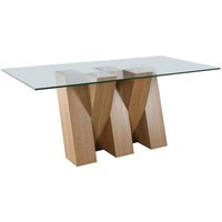 Product photograph of Newton 6 Seater Glass And Oak Effect Dining Table from Choice Furniture Superstore