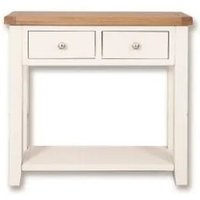 Product photograph of Sambhar White And Wood 2 Drawer Console Table from Choice Furniture Superstore