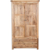Product photograph of Bombay Solid Mango Wood 2 Door 1 Drawer Double Wardrobe from Choice Furniture Superstore