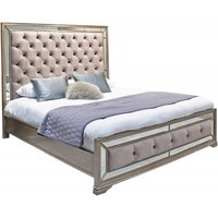 Product photograph of Vida Living Jessica Champagne Mirrored Velvet Bed from Choice Furniture Superstore