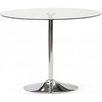 Product photograph of Vida Living Orbit 100cm Clear Glass Round Dining Table from Choice Furniture Superstore