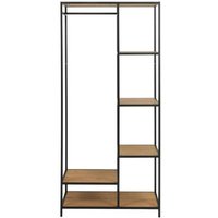 Product photograph of Clearance - Salvo Oak And Black Open Wardrobe - Fss15958 from Choice Furniture Superstore