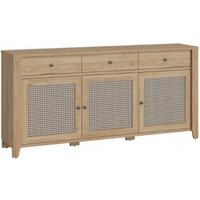 Product photograph of Cestino Oak And Rattan Effect Extra Large Sideboard - 3 Doors from Choice Furniture Superstore
