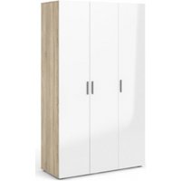 Product photograph of Pepe Oak Effect And White Gloss 3 Door Triple Wardrobe from Choice Furniture Superstore