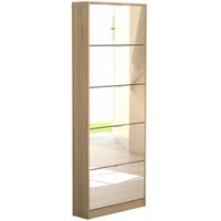 Product photograph of Oak Effect 5 Mirror Drawer Shoe Cabinet from Choice Furniture Superstore