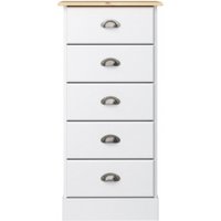 Product photograph of Nola White 5 Drawer Tall Chest from Choice Furniture Superstore