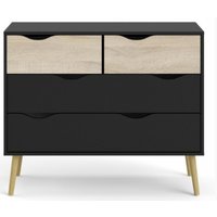 Product photograph of Oslo Black And Oak Effect 4 Drawer Chest from Choice Furniture Superstore