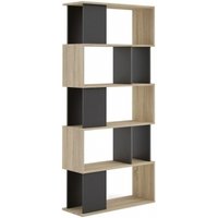 Product photograph of Maze Black And Oak Effect Open Bookcase from Choice Furniture Superstore