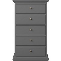 Product photograph of Paris Grey 5 Drawer Narrow Chest from Choice Furniture Superstore