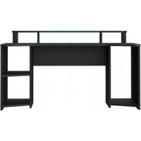 Product photograph of Tezaur Black 1 Shelf Led Light Gaming Desk from Choice Furniture Superstore