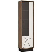 Product photograph of Brolo Walnut And White Tall Glazed Display Cabinet - Rhf from Choice Furniture Superstore